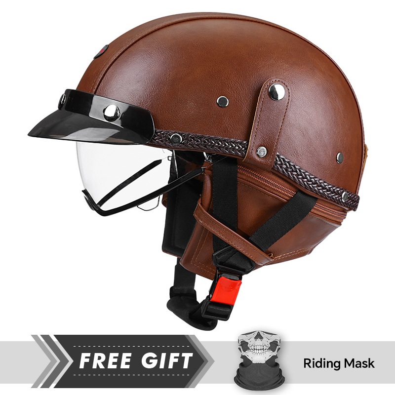 Motorcycle Half Helmet Leather - огляд і ціна Motorcycle Gear Store