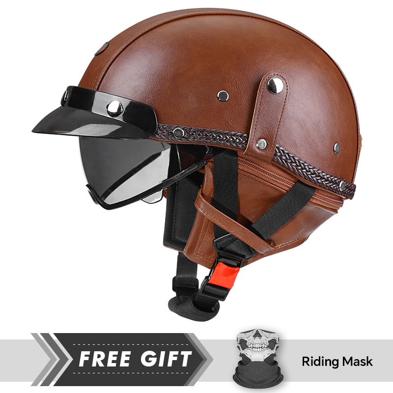 Motorcycle Half Helmet Leather - огляд і ціна Motorcycle Gear Store