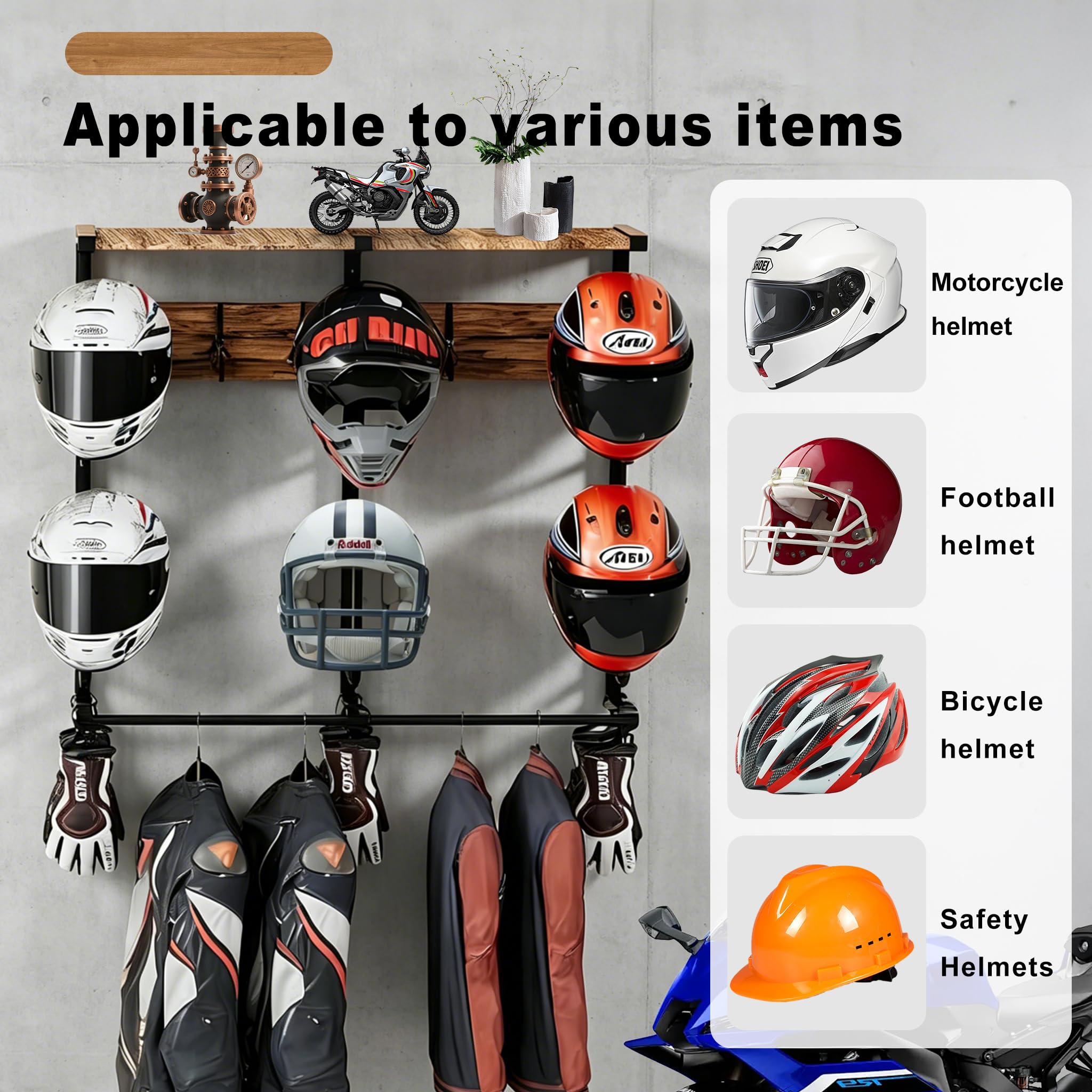 Wall-Mounted Motorcycle Gear O - огляд і ціна Motorcycle Gear Organizer