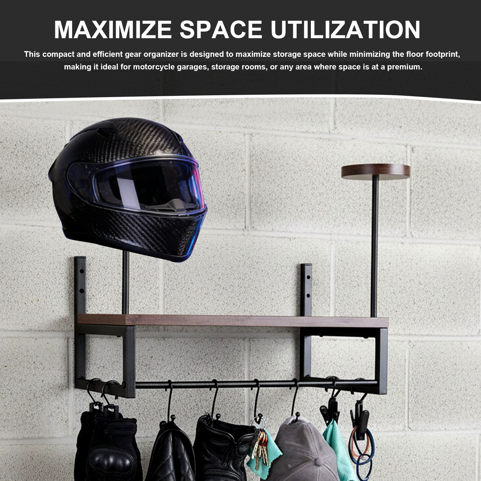 Wooden Motorcycle Helmet Holde - огляд і ціна Motorcycle Gear Organizer